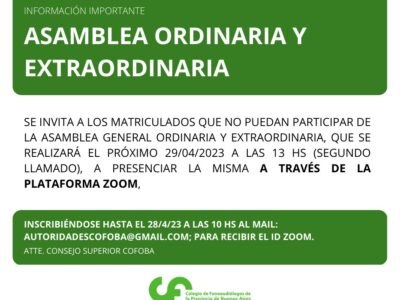 ¡Información Importante! Asamblea ordinaria y extraordinaria